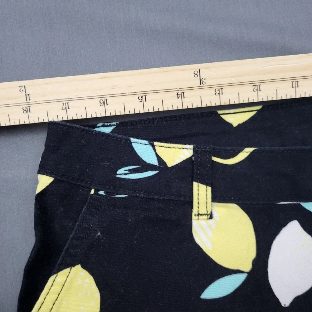 ana‎ A New Approach Women Black Lemon Print Twill Shorts Size 16 Fruit Summer